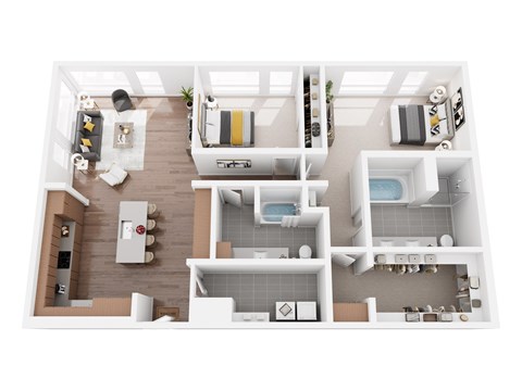 Floor plan for 2 beds, 2 baths, 1374 sqft